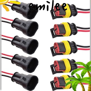 EMILEE อุปกรณ์เชื่อมต่อสายไฟ 2 Pin AWG HID Fog ทนทาน กันน้ํา