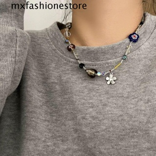 Mxfashione สร้อยคอโซ่ จี้รูปดอกไม้ หัวใจ เครื่องประดับสตรี