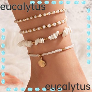 Eucalytus1 สร้อยข้อเท้าโซ่ หลายชั้น แฮนด์เมด สไตล์โบฮีเมียน เครื่องประดับแฟชั่น