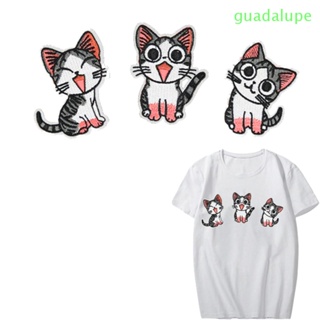 Guadalupe แผ่นแพทช์สติกเกอร์ ปักลายแมว DIY สําหรับติดตกแต่งเสื้อผ้า กระเป๋า