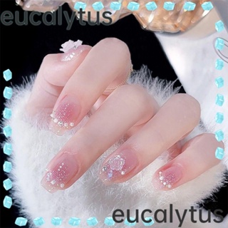 Eucalytus1 เล็บปลอม ถอดได้ สีชมพูกุหลาบ 24 ชิ้น สําหรับผู้หญิง