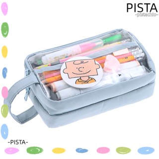 PISTA กระเป๋าดินสอ เครื่องสําอาง ทรงสี่เหลี่ยม แต่งซิป สีโปร่งใส เหมาะกับของขวัญ แฟชั่น