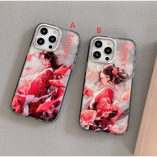 พร้อมส่ง เคสโทรศัพท์มือถือ ชุบไฟฟ้า ลายปลาคาร์พ หลากสี สําหรับ iphone14 promax 14 14pro 14plus 13 12 11 13PROMAX