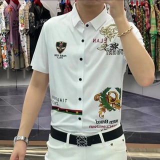 Spot ultra-high CP value] boys shirts summer mens high-grade shirts short sleeves 2023 new fashionable styles handsome fashion trend shirts mens high-end shirts mens clothes