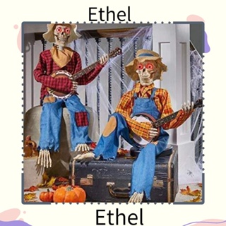 Ethel1 ฟิกเกอร์ รูปปั้นหัวกะโหลก เรืองแสง PP แนวตลก สําหรับตกแต่งฮาโลวีน