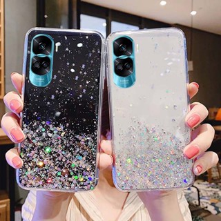 พร้อมส่ง เคสโทรศัพท์ซิลิโคน TPU นิ่ม แบบใส ปิดด้านหลัง ลายกลิตเตอร์ดาว สําหรับ HONOR 90 Lite 5G X50i