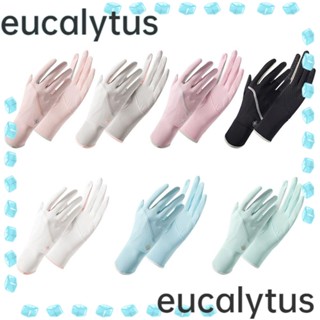 Eucalytus1 ถุงมือผ้าไหมน้ําแข็ง กันลื่น หน้าจอสัมผัส ป้องกันรังสียูวี