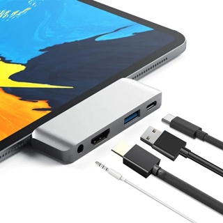 4 In 1 อะแดปเตอร์ฮับ USB-c HDMI+3.5+USB+PD HDMI สําหรับ Ipad Pro 12.9 2021/11 2020 2018 10th 10.9 2022 Air 4 5 Mini 6 Audio PD