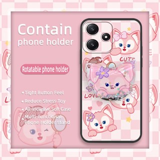 Durable Anti-dust Phone Case For Redmi Note12R Dirt-resistant Soft Case Fashion Design Kickstand Anti-knock Silicone glisten