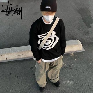 Stussy100% เสื้อกันหนาว คอกลม ผ้าถัก ลายทาง สไตล์วินเทจ สตรีท ให้ความอบอุ่น เหมาะกับทุกเพศ