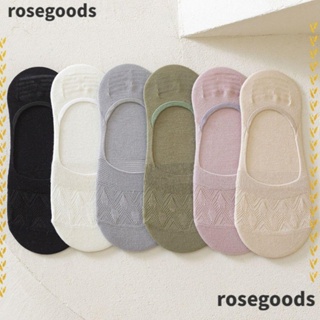 Rosegoods1 ถุงเท้า กันลื่น ระบายอากาศ สีพื้น สําหรับผู้หญิง 6 คู่