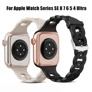 สายนาฬิกาข้อมือ ยางซิลิโคน สําหรับสมาร์ทวอทช์ A-pple Watch Series 1 2 3 4 5 6 7 8 SE Ultra 38 มม. 40 มม. 41 มม. 42 มม. 44 มม. 45 มม. 49 มม.