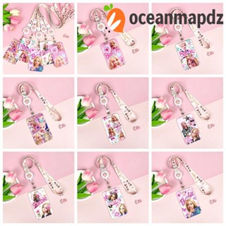 Oceanmapdz ที่ใส่บัตรรถบัส ลายการ์ตูนบาร์บี้ ABS คาวาอี้ พร้อมเชือกเส้นเล็ก สไตล์เจ้าหญิง สําหรับนักเรียน