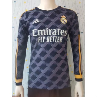 เสื้อกีฬาแขนยาว ลายทีมฟุตบอล Real Madrid 2324 ชุดเยือน คุณภาพสูง