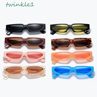 Twinkle1 แว่นตากันแดด ทรงสามเหลี่ยม ป้องกันรังสียูวี สีแคนดี้ สไตล์เกาหลี เรโทร สําหรับผู้หญิง ผู้ชาย