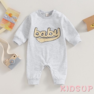 Kidsup1- ชุดรอมเปอร์ บอดี้สูท แขนยาว คอกลม ปักลายตัวอักษร ฤดูใบไม้ร่วง สําหรับเด็กวัยหัดเดิน