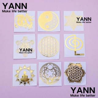 Yann1 สติกเกอร์โลหะทองแดง สีทอง สําหรับติดตกแต่งเครื่องประดับ