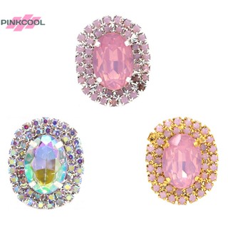 Pinkcool กระดุมโลหะผสม ทรงวงรี 29*24 มม. สําหรับทําเครื่องประดับ กิ๊บติดผม DIY