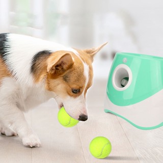 Pets Shop Dog Automatic Ball Launcher แบบชาร์จได้ 3 โหมด Interactive Pet Thrower สำหรับ Indoor Outdoor Green