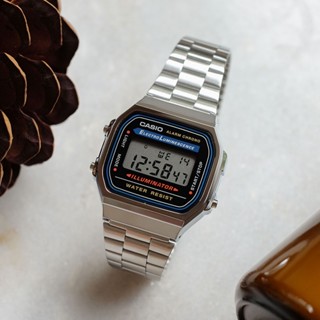 Casio นาฬิกาข้อมือดิจิทัล สายสเตนเลส หน้าปัดสี่เหลี่ยม คุณภาพสูง สําหรับผู้ชาย A168