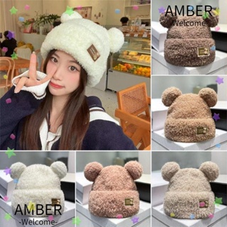 Amber หมวกบีนนี่ แต่งหูหมีน่ารัก ให้ความอบอุ่น สําหรับผู้หญิง