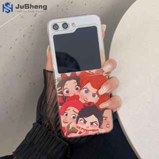 Jusheng เคสโทรศัพท์มือถือ PC แบบใส ลายเจ้าหญิงกระโดดหิมะ สีขาว แฟชั่น สําหรับ Samsung Z Flip5