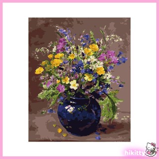Hik ภาพวาดสีน้ํามันบนผ้าใบ รูปแจกันดอกไม้ ไร้กรอบ สําหรับตกแต่งผนังบ้าน DIY