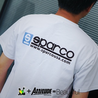 เสื้อยืดแขนสั้น ติดพวงมาลัยรถแข่ง SPARCO