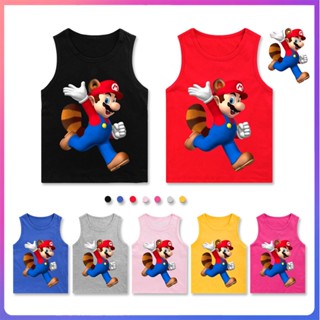 เสื้อยืดแขนสั้นลําลอง แบบบาง พิมพ์ลาย Super Mario Bros แฟชั่นสําหรับเด็กผู้ชาย และเด็กผู้หญิง