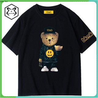 Drew-bkmk เสื้อยืดแขนสั้น พิมพ์ลาย Justin Bieber smiley bear แฟชั่นฤดูร้อน สําหรับผู้ชาย ขนาด: S-4XL