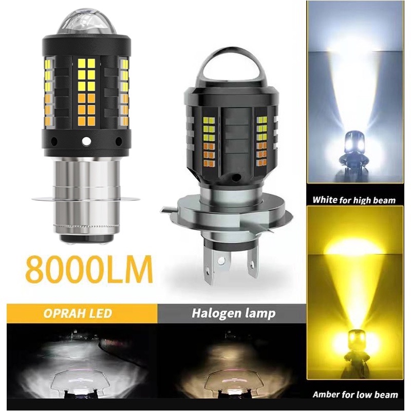 [พร้อมส่ง] หลอดไฟตัดหมอก LED DC12V-60V 8000LM Hi/LO สองสี สําหรับรถจักรยานยนต์ T19 P15D H4 H6 2016 BA20D 73SMD