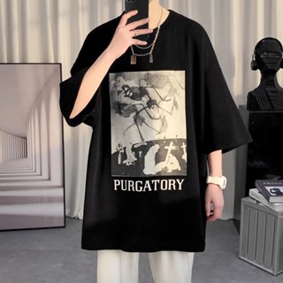 Summer New Style Trendy Round Neck All-Match Short-Sleeved T-Shirt Men Women Korean Version High Street Large Size _03