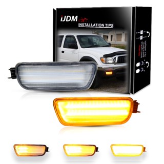 หลอดไฟเลี้ยว LED สีเหลืองอําพัน ติดกันชนหน้ารถยนต์ สําหรับ Toyota Tacoma 2WD 4WD Coupe White LED Parking DRL 01-04 2 ชิ้น