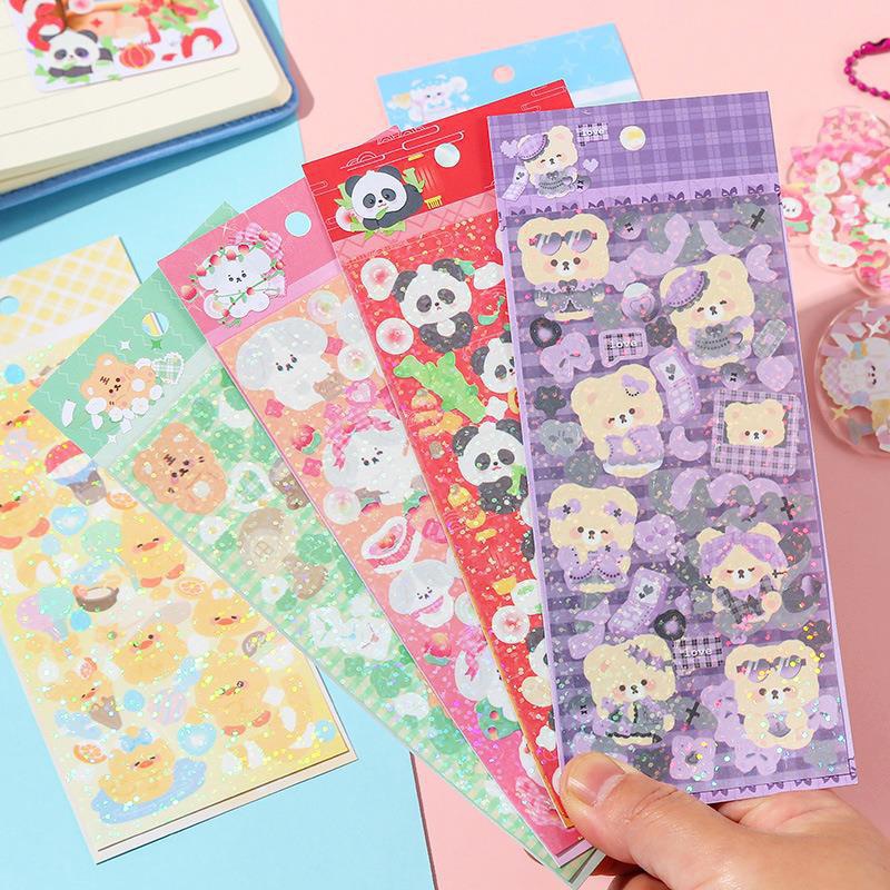 20/40/60/100 แผ่นสุ่มการ์ตูน Glitter สติกเกอร์นักเรียนน่ารักสมุดภาพ Deco DIY สติกเกอร์ Kpop สติกเกอร์