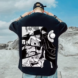 ☏✟เสื้อยืดแขนสั้นพิมพ์ลายการ์ตูน One Piece Luffy