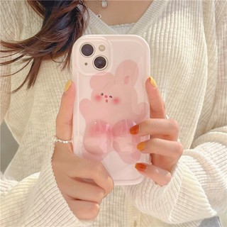 ใหม่ เคสโทรศัพท์มือถือ ซิลิโคน กันกระแทก ลายการ์ตูนกระต่ายน่ารัก สามมิติ สีชมพู สร้างสรรค์ สําหรับ Iphone 14 13ProMax 12 13pro 11 14pro