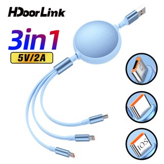 Hdoorlink 3 in 1 สายชาร์จ Usb Type C 6A ชาร์จเร็ว พับเก็บได้ สําหรับ i-Phone 14 13 12 Pro Max Huawei