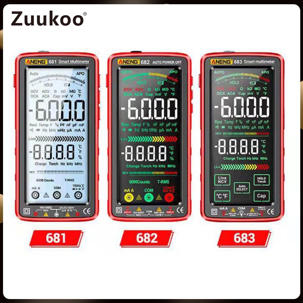 Aneng 683 682 681 สมาร์ทมัลติมิเตอร์แบบดิจิตอล AC/DC Capacitance Meter เครื่องทดสอบไดโอด