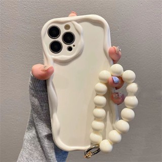 เคสโทรศัพท์มือถือ TPU กันหาย ลายครีม พร้อมสายโซ่ลูกปัด สําหรับ Apple Iphone IP 6G 6S 6 Plus IP 7G 8G 7 Plus 8 Plus IP X XS XR Max IP11 11Pro IP 11 Pro Max