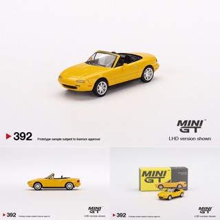 โมเดลรถยนต์แครอส สีเหลือง อัลลอย ขนาดเล็ก ของเล่นสะสม สําหรับเด็ก GT 1:64 Miata MX5 NA Sunburst 392