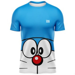 Thairun(ไทยรัน) เสื้อออกกำลังกาย เสื้อวิ่ง เสื้อกีฬา Doraemon Big Face