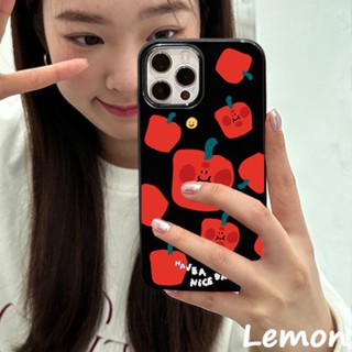 Lemon เคสโทรศัพท์มือถือนิ่ม หนา กันกระแทก ลายการ์ตูนน่ารัก สีดํามันวาว สไตล์เกาหลี สําหรับ Apple 14pro 14promax 13 13pro 13promax 11 12 12pro 12promax XR XSMAX 7P 8P MINI