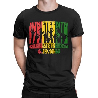 QGแขนสั้นcrew neckเสื้อยืด ผ้าฝ้าย พิมพ์ลาย Free-Ish 1865 Juneteenth Black History American African Freedom Day สําหรับผ