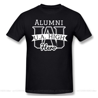 QGคอลูกเรือเสื้อยืด ผ้าฝ้าย พิมพ์ลายกราฟฟิค UA High HERO Alumni สีขาว สําหรับผู้ชายS-5XL