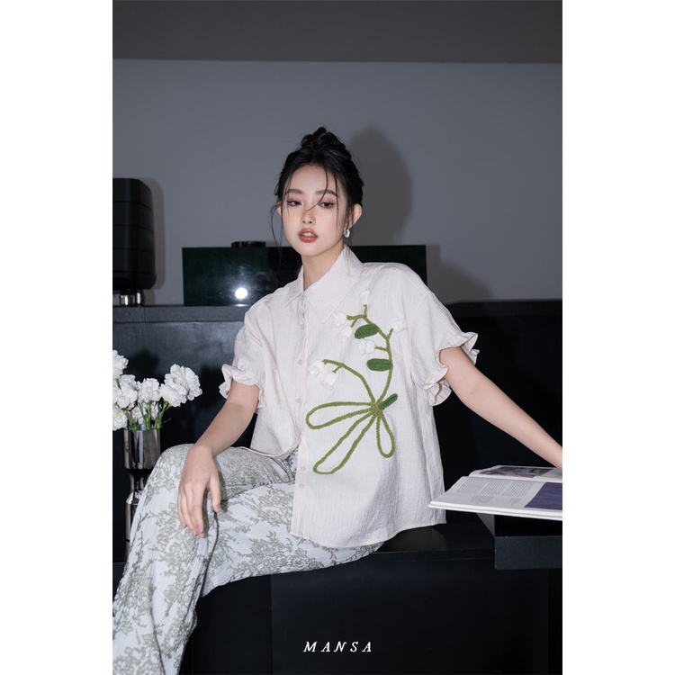 MANSA oversized floral shirt เสื้อลายดอก เสื้อเชิ้ตแขนสั้น เสื้อโอเวอร์ไซส์