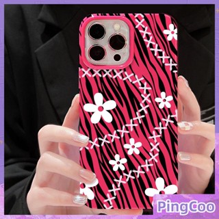 PingCoo - Candy Case For iPhone 14 13 12 11 Plus Pro Max XR TPU Soft Glossy Pink Case Cute Little White Floral Camera Protection Shockproof Back Cover