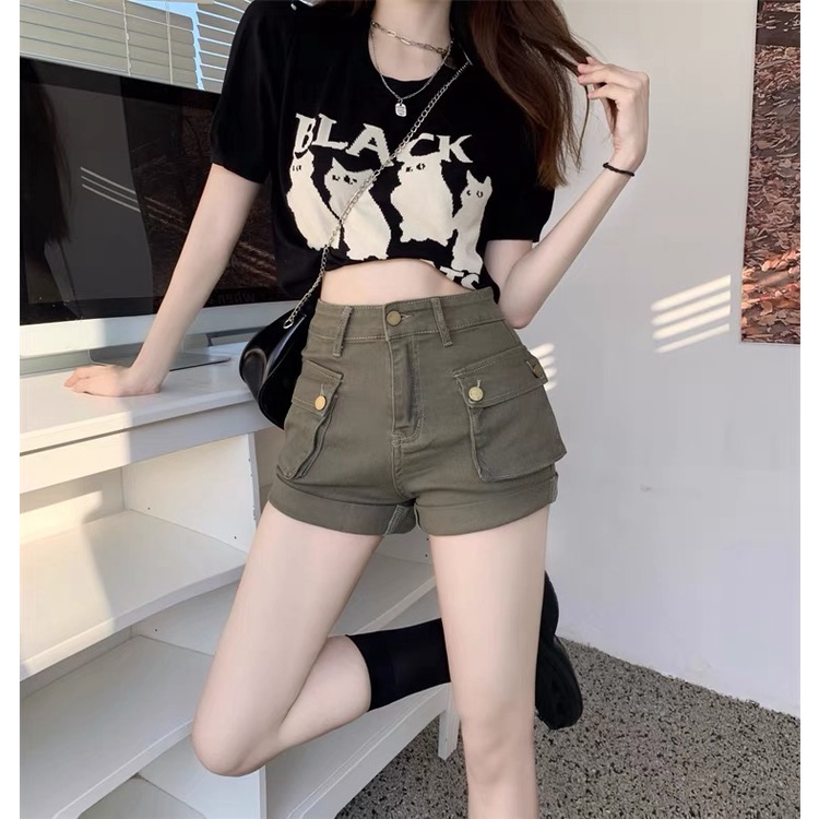 🎀shorts🎀 กางเกงยีนส์ขาสั้นทรงคาร์โก้ ดีเทล2กระเป๋าหน้า พับปลายขาทรงสวยมาก ใส่เท่ๆ ชิวๆหน้าหวานแค่ไหนใส่แล้วก็เท