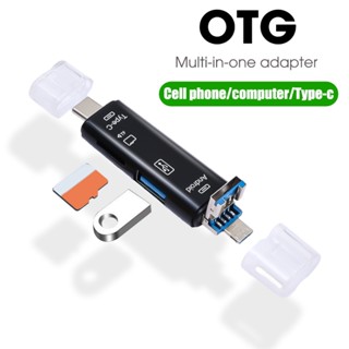 5-in-1 อะแดปเตอร์การ์ดรีดเดอร์ OTG USB 2.0 Type-C Micro USB TF อเนกประสงค์ แบบพกพา อุปกรณ์เสริม สําหรับโทรศัพท์มือถือ PC