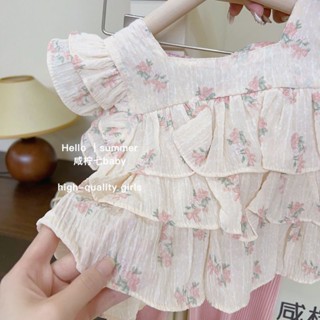 พร้อมส่ง ลดกระหน่ํา ชุดเสื้อแขนสั้น และกางเกง ลายดอกไม้ สไตล์เกาหลี และญี่ปุ่น แฟชั่นฤดูร้อน สําหรับเด็กผู้หญิง 2023