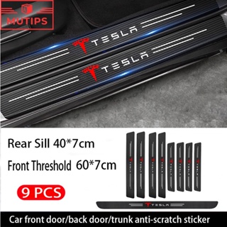 Tesla 9 ชิ้น สติกเกอร์คาร์บอนไฟเบอร์ ป้องกันรอยขีดข่วน สำหรับติดประตูรถยนต์ เกณฑ์ 3 Y S X Model